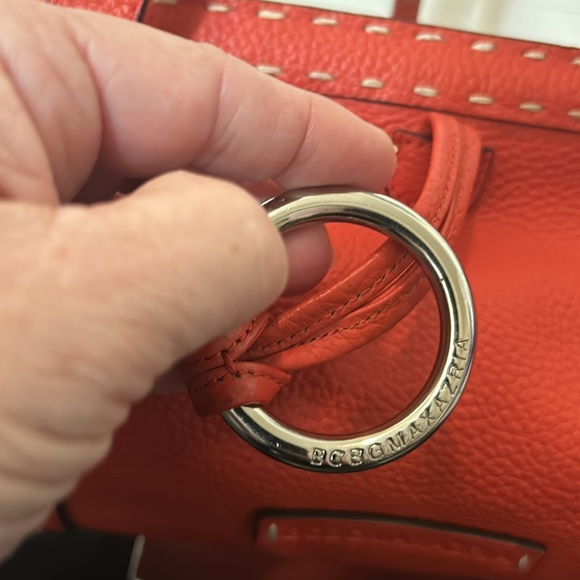 BCBGMaxAzria Contrast Stitching Leather Shoulder Bag - Picture 3 of 16